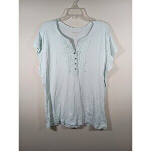 Eddie Bauer Womens Cap Sleeve Lightweight Cotton Blue Top Plus Size XXL